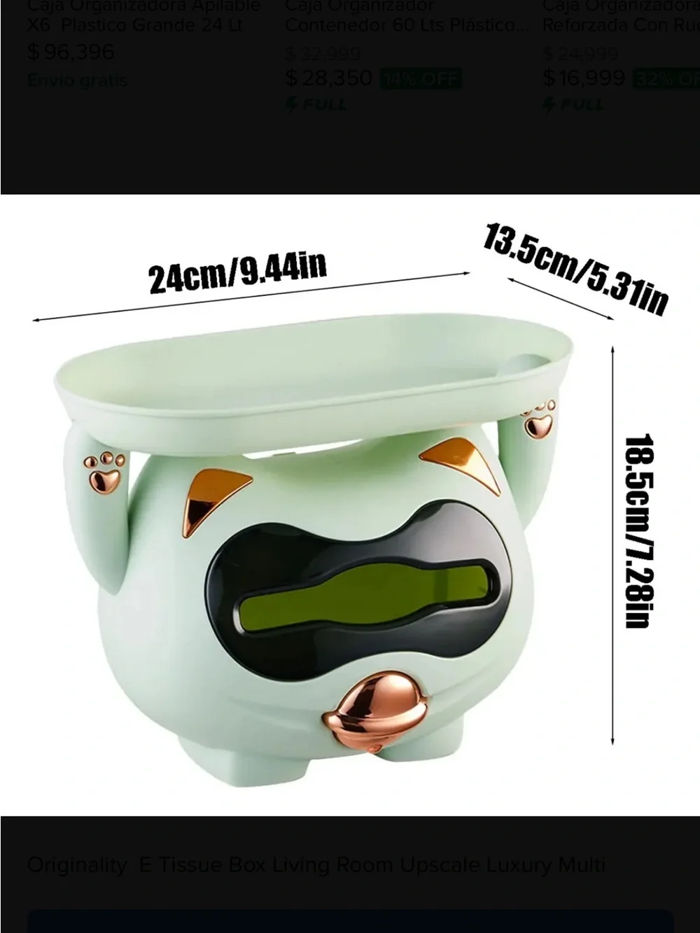 & Other Stories Mint Green Tissue Box Holder with Rose Gold Accents